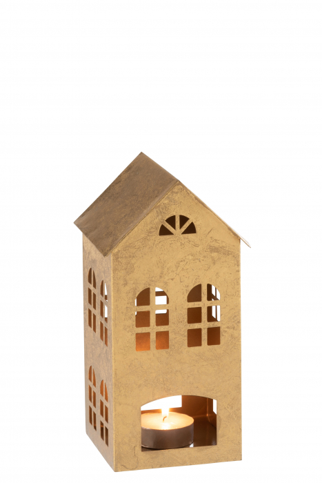 Suport lumanare House Alpha, Metal/Fier, Auriu, 15x14.5x28 cm [2]