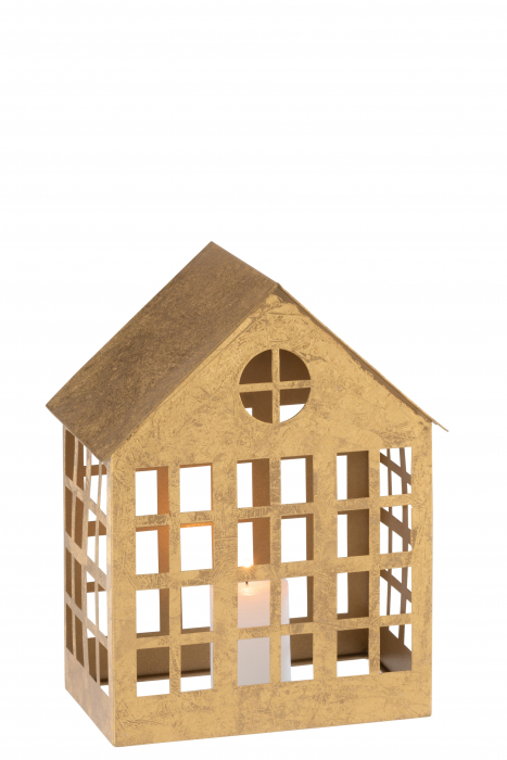 Suport lumanare House Delta, Metal/Fier, Auriu, 22.5x15x28 cm [2]