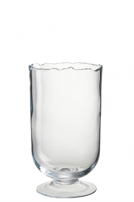 Suport lumanare Irregular, Sticla, Transparent, 19.5×19.5×33 cm Jolipa