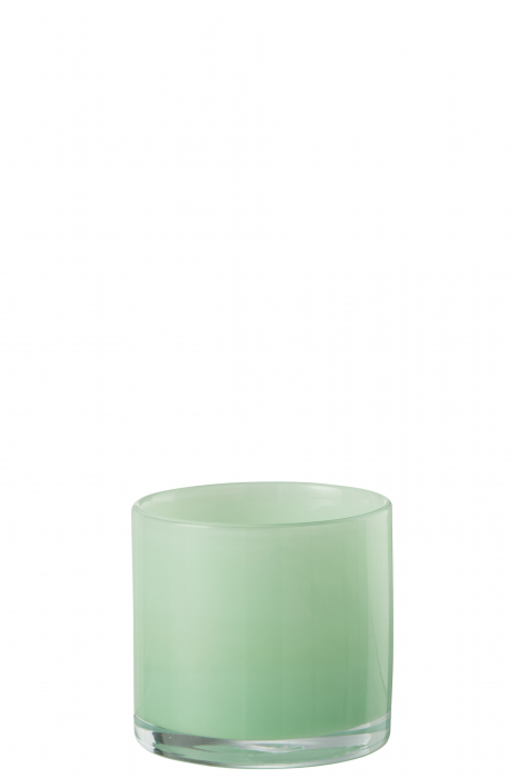 Suport lumanare Jade, Sticla, Verde, 8.5x8.5x7.5 cm