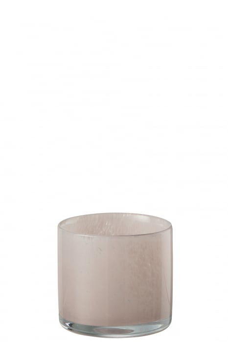 Suport lumanare Jade, Sticla, Roz, 8.5x8.5x8.5 cm