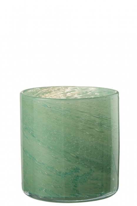 Suport lumanare Jade, Sticla, Verde, 12x12x12 cm