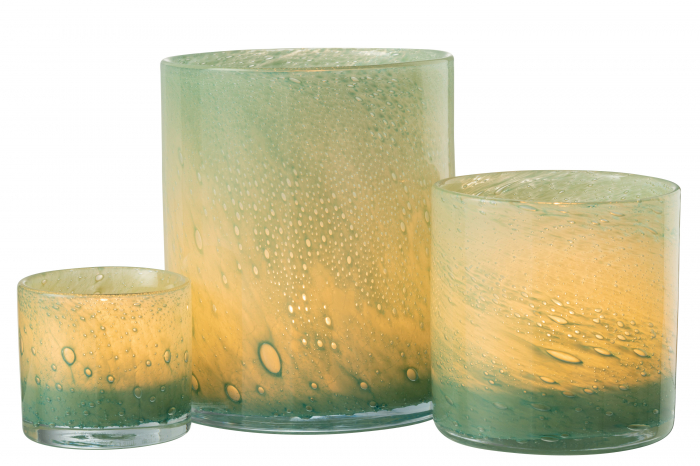 Suport lumanare Jade, Sticla, Verde, 15x15x18 cm [5]