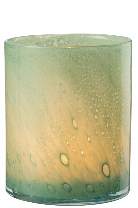 Suport lumanare Jade, Sticla, Verde, 15x15x18 cm [2]
