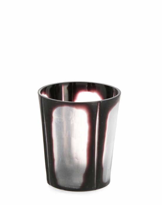 Suport lumanare Kirinda, Sticla, Negru Transparent, 8x8x9 cm