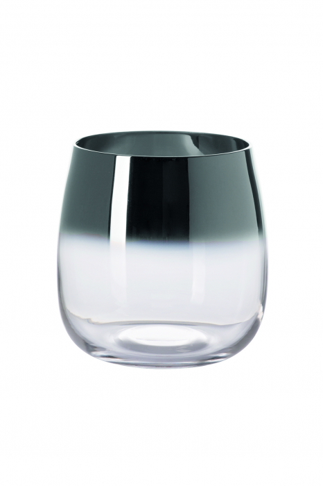 Suport lumanare Koralie, Sticla, Transparent/Negru, 18x18 cm [2]