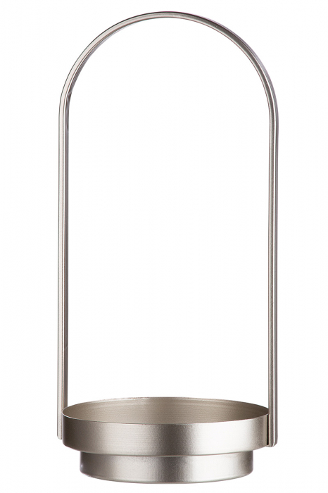 Suport lumanare Lantern, Metal/Sticla, Argintiu/Transparent, 39x21x42 cm [2]