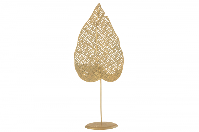Suport lumanare Leaf, Metal/Fier, Auriu, 50x19x12.5 cm [2]