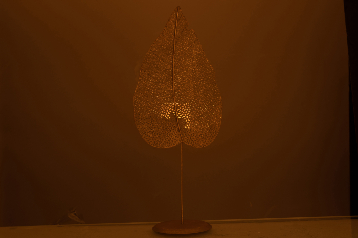 Suport lumanare Leaf, Metal/Fier, Auriu, 50x19x12.5 cm [3]