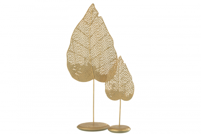 Suport lumanare Leaf, Metal/Fier, Auriu, 50x19x12.5 cm [5]