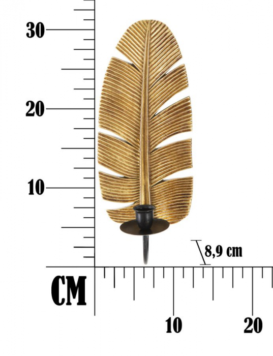 Suport lumanare Leaf, rasina/fier, auriu/negru, 12.8X8.9X31.2 cm [6]