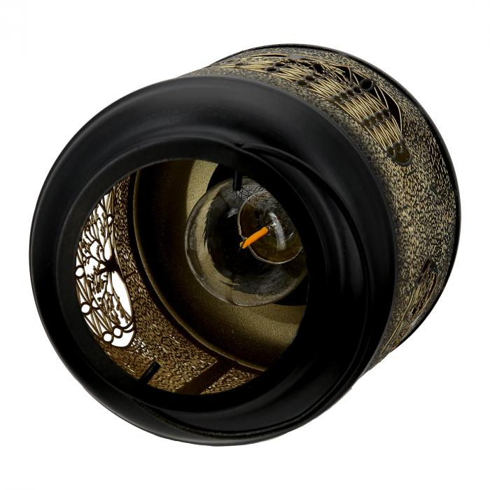 Suport lumanare (LED), cilindrică, Savannah, Motiv copac, motiv elefant, Metal, negru, PU 2, H. 20 cm, D. 14 cm [3]