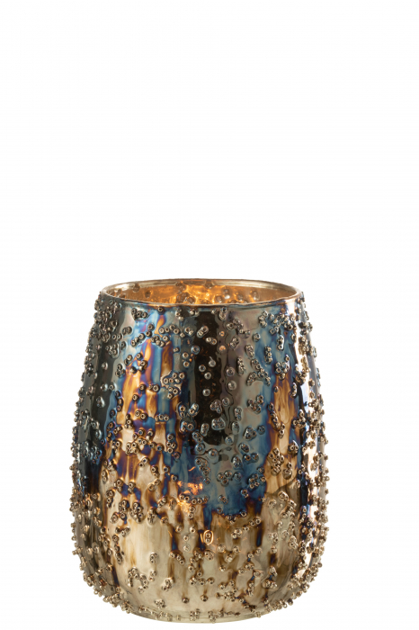 Suport lumanare Lise, Sticla, Multicolor, 12.5x12.5x16 cm [2]
