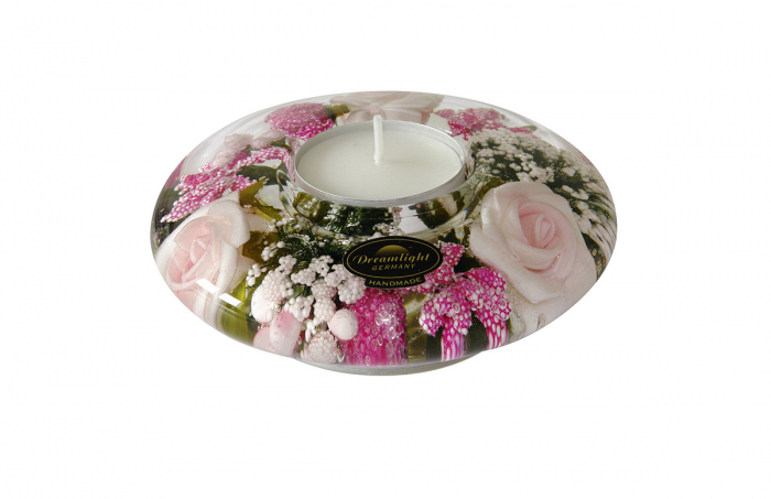 Suport lumanare Little Rose, sticla, multicolor, 4x11 cm [2]