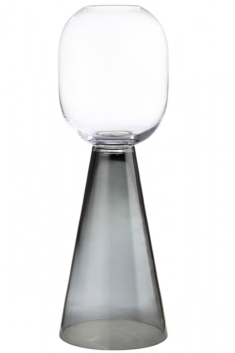 Suport lumanare Luxo, Sticla, Transparent Fumuriu, 80×27 cm 80x27