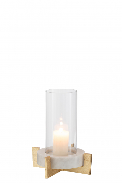 Suport lumanare Marble, Sticla, Champagne, 20x20x30 cm [2]