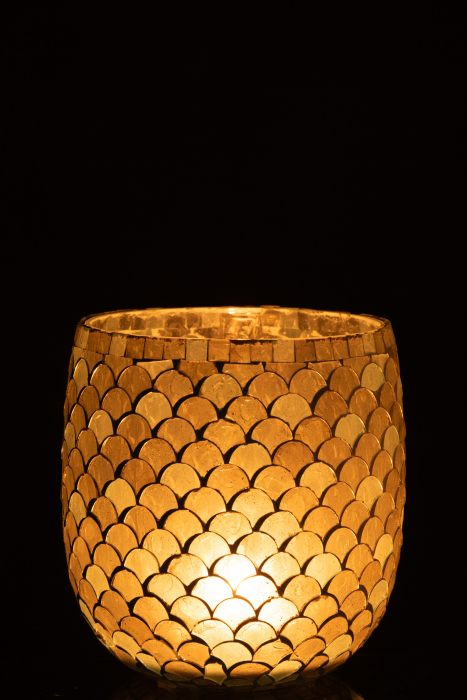 Suport lumanare Mosaic, Sticla, Alb, 15.5x15.5x16 cm [3]