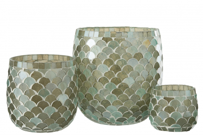 Suport lumanare Mosaic, Sticla, Albastru, 15.5x15.5x16 cm [4]
