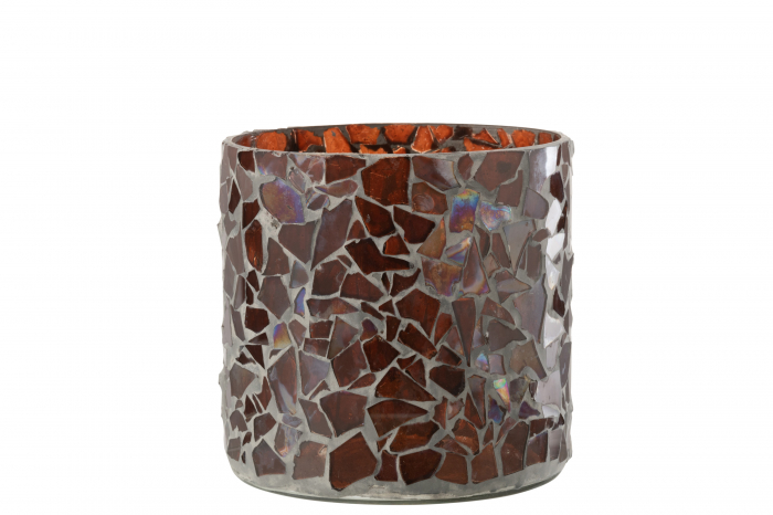 Suport lumanare Mosaic, Sticla, Maro, 16x16x16.5 cm