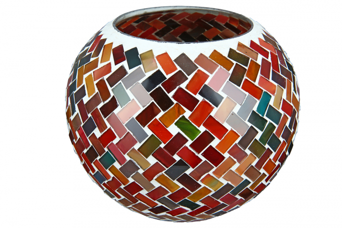 Suport lumanare Mosaic, Sticla, Multicolor, 12.5 cm [3]