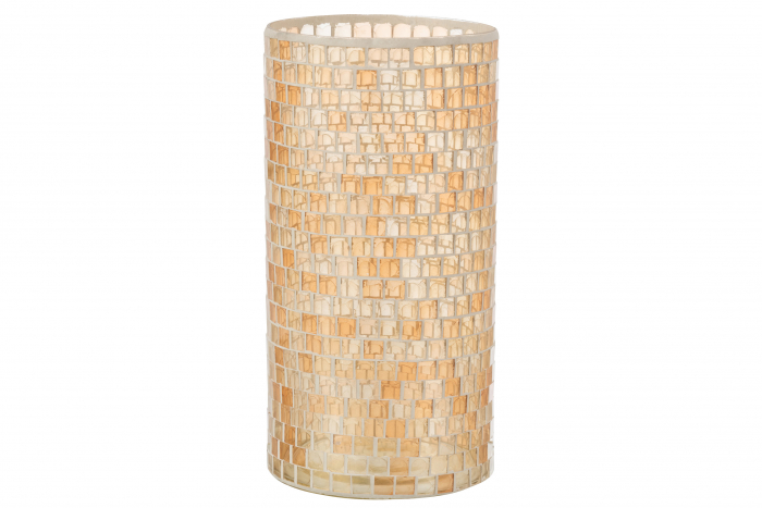 Suport lumanare Mosaic, Sticla, Orange, 15x15x29 cm