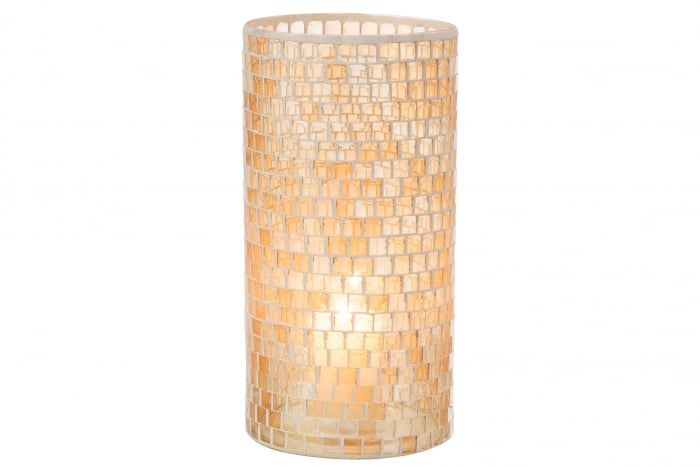 Suport lumanare Mosaic, Sticla, Orange, 15x15x29 cm [2]