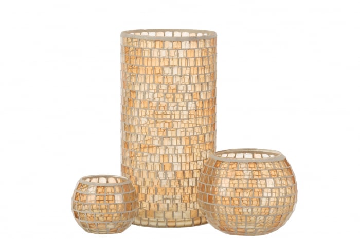 Suport lumanare Mosaic, Sticla, Orange, 15x15x29 cm [4]