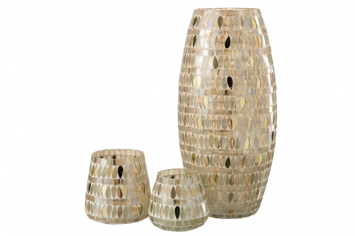 Suport lumanare Mosaic, Sticla, Multicolor, 16x16x35 cm [4]
