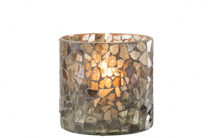 Suport lumanare Mosaic, Sticla, Verde, 17x17x16 cm [2]