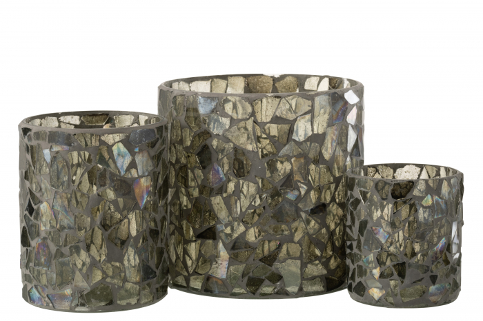 Suport lumanare Mosaic, Sticla, Verde, 17x17x16 cm [4]
