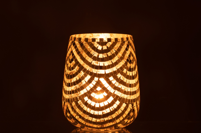 Suport lumânare, Mozaic Argintiu Xl [3]