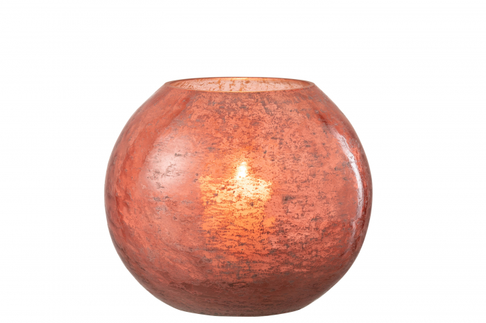 Suport lumanare Nuria, Sticla, Rosu, 18.5x18.5x16 cm [2]