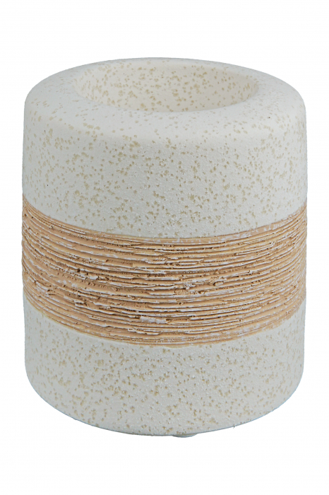Suport lumanare Olbia, Ceramica, Maro Crem, 9x8 cm