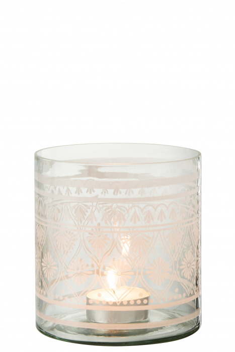 Suport lumanare Pattern, Sticla, Transparent, 15x15x16 cm [2]