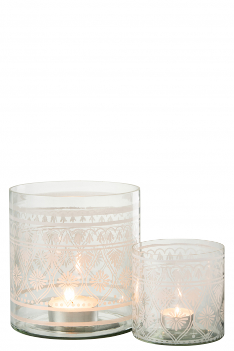 Suport lumanare Pattern, Sticla, Transparent, 15x15x16 cm [5]