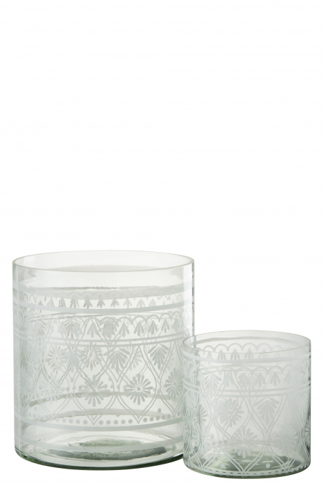 Suport lumanare Pattern, Sticla, Transparent, 15x15x16 cm [4]