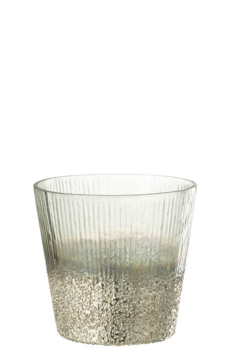 Suport lumânare, Ribbed Argintiu L [1]