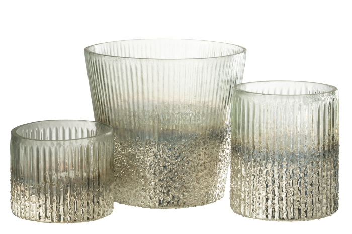 Suport lumânare, Ribbed Argintiu L [4]