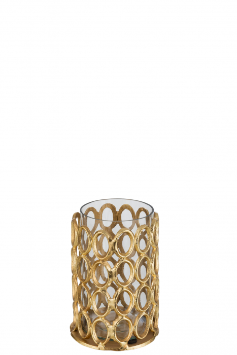Suport lumanare Rings, Aluminiu, Auriu, 15x15x21 cm [2]
