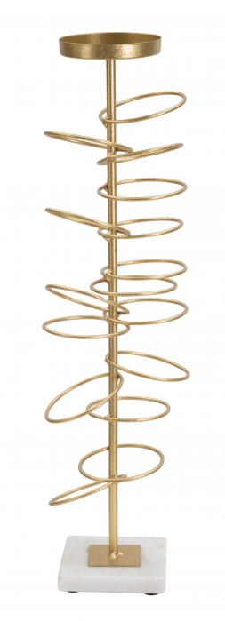 Suport lumanare Rings, Fier/Marmura, Auriu/Alb, 50,5x14x13 cm [6]
