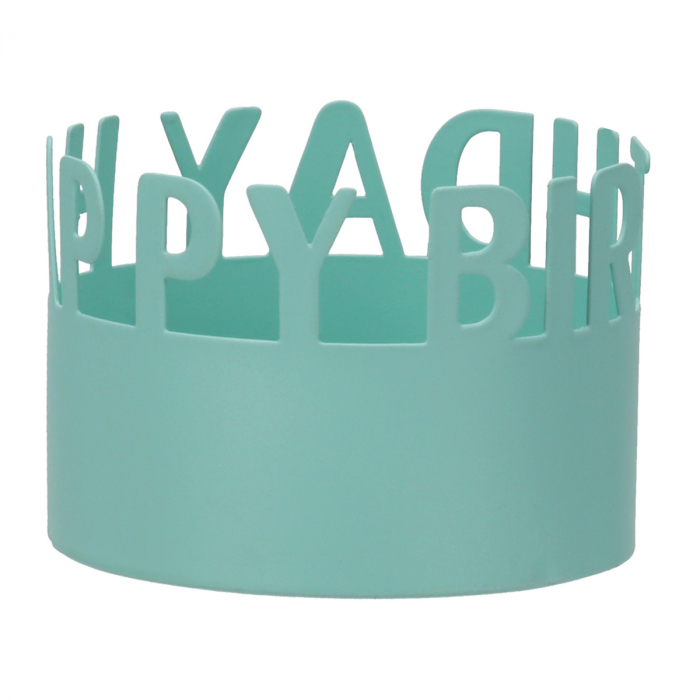 Suport lumanare, rotund, Felicitări, Saying, Metal, albastru, roșu, galben, PU 18, 3 buc. asortate, H. 3,5 cm, D. 5,2 cm [4]