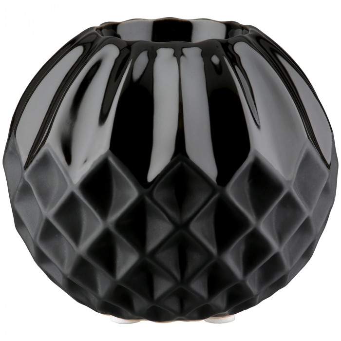 Suport lumanare, rotund, Panteon, Ceramica, negru, PU 6, H. 10 cm, D. 11 cm [1]