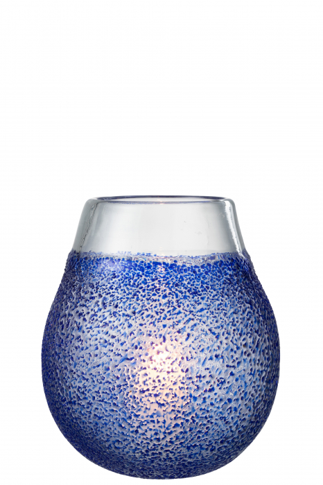 Suport lumanare Santorini, Sticla, Blue, 21x21x25 cm [2]