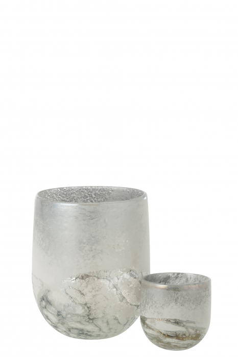 Suport lumanare Scavo, Sticla, Gri, 18.5x18.5x22 cm [2]