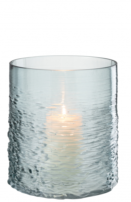 Suport lumanare Sea, Sticla, Albastru/Transparent, 19.5x19.5x22.5 cm [2]