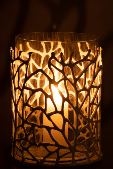 Suport lumanare Sea, Sticla/Metal, Transparent/Alb, 25x25x32 cm [3]