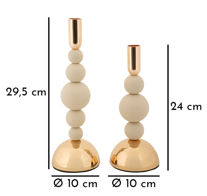 Suport lumanare, Set de 2 buc. Bolly 2 buc cm ø 10x24-10x29.5 [5]