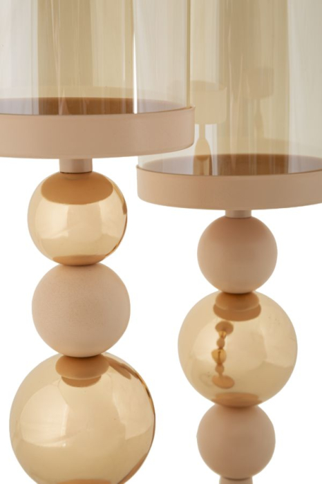 Suport lumanare, Set de 2 buc. roz sticlos cm ø 10x32-10x36 [4]