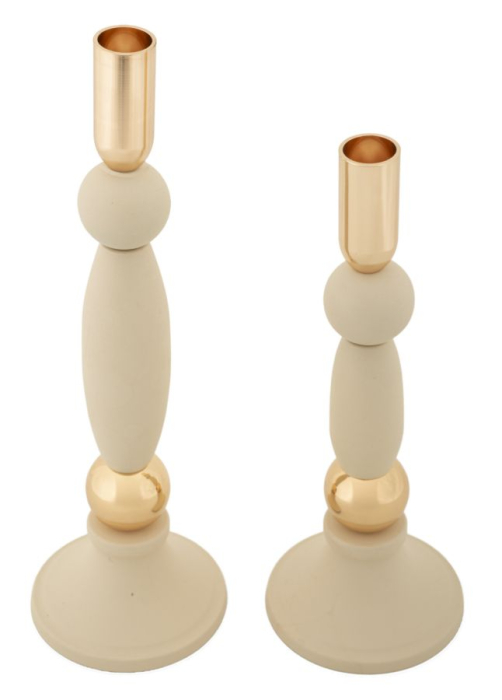 Suport lumanare, Set de 2 buc. Strek, crem cm ø 9,5x25-9,5x30 [3]
