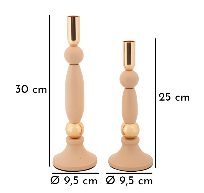 Suport lumanare, Set de 2 buc. Strek, roz, cm ø 9,5x25-9,5x30 [5]